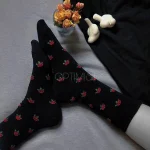 جوراب طرح گل رز ریز ساق دار فانتزی
