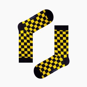 جوراب شطرنجی زرد و سیاه