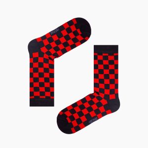 جوراب شطرنجی قرمز و سیاه