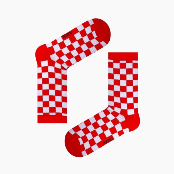 جوراب شطرنجی قرمز و سفید