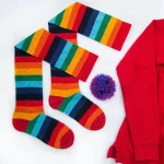 جوراب رنگین کمانی بالای زانو فانتزی