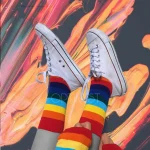 جوراب رنگین کمانی رینبو فانتزی ساق دار