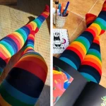 جوراب رنگین کمانی بالای زانو