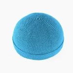 کلاه لئونی دست بافت آبی