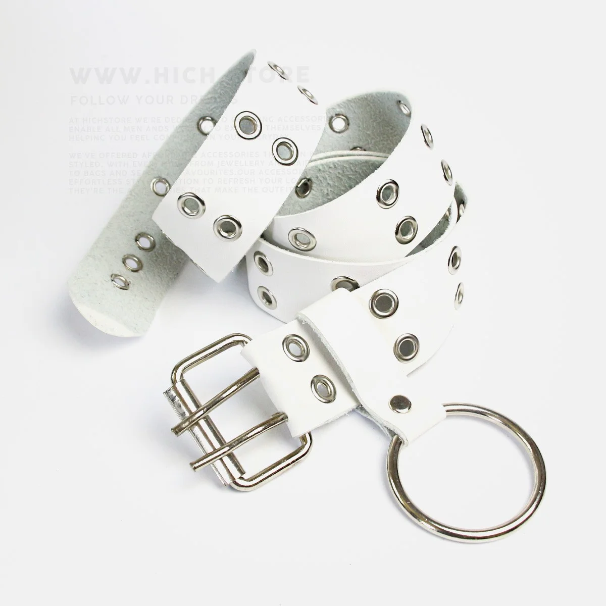 کمربند سفید دوپانچ چرمی