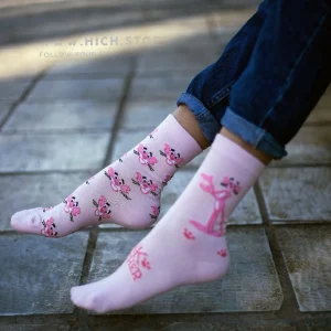 جوراب پلنگ صورتی تا به تا