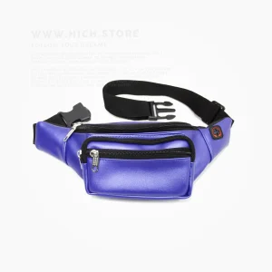 کیف کمری آبی کاربنی چرمی