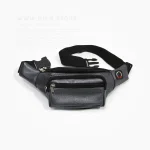 کیف کمری ذغالی براق چرمی