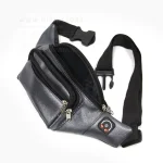 کیف کمری ذغالی براق چرمی