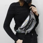 کیف کمری هولوگرامی پیکسلی نقره ای