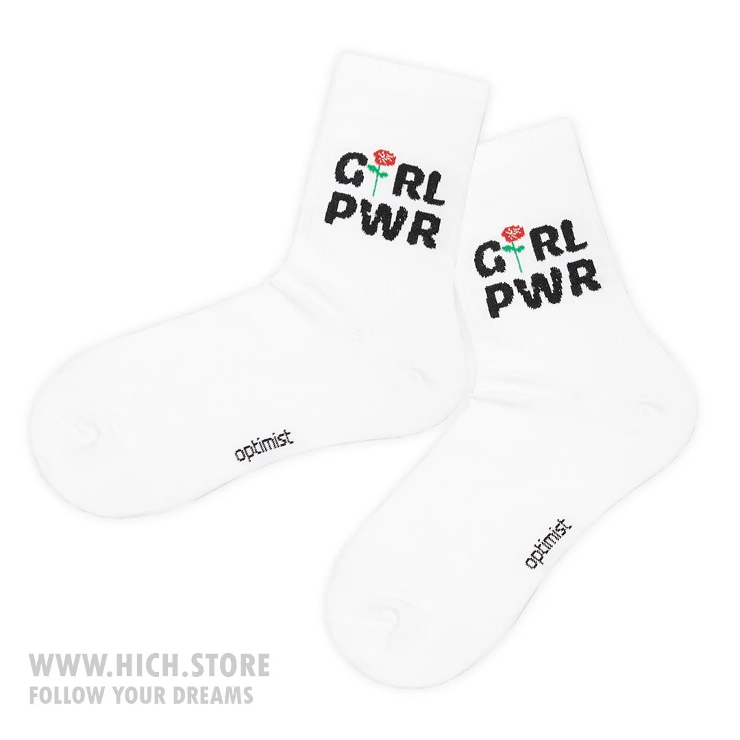 جوراب گرل پاور سفید