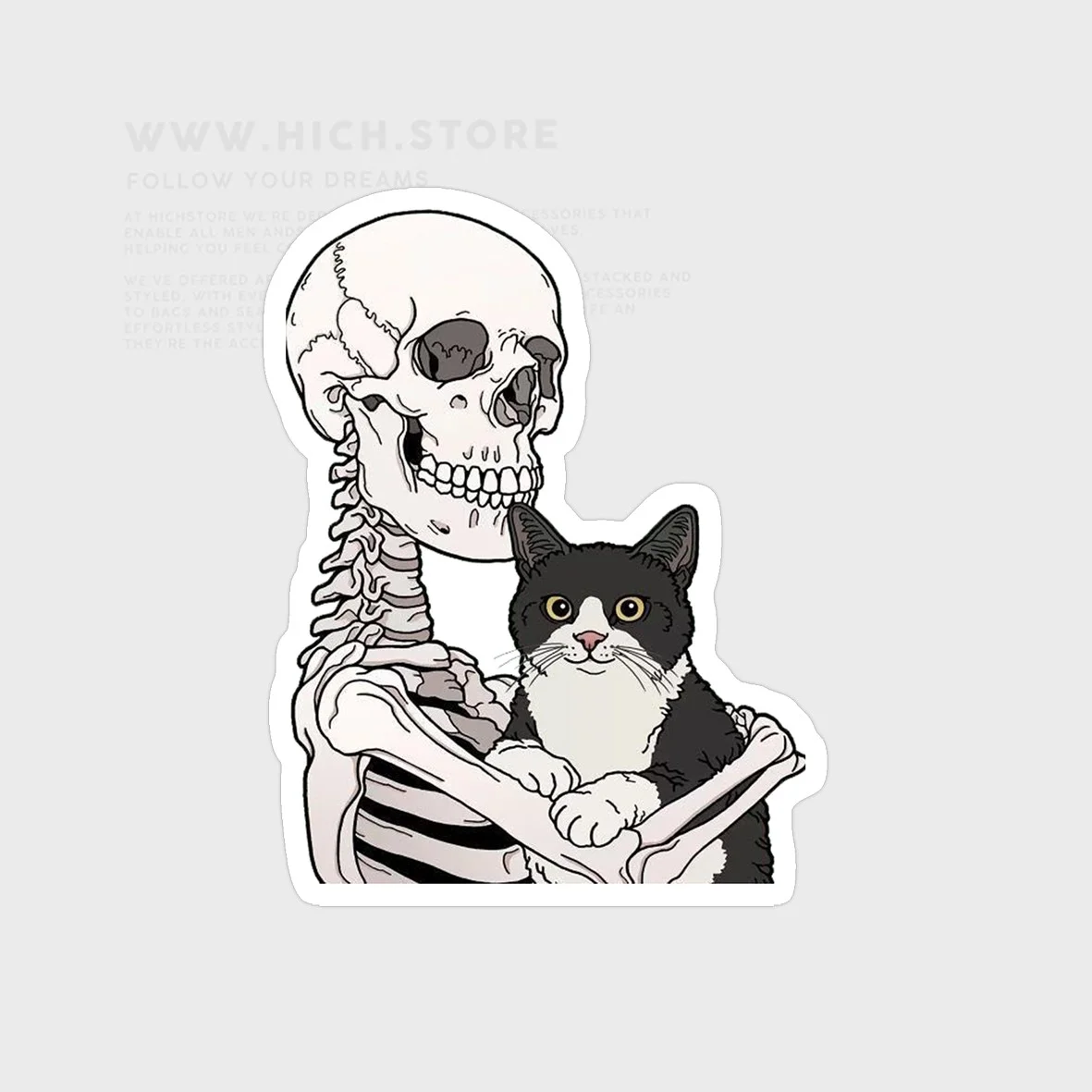 استیکر اسکلت و گربه (1)