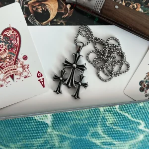 گردنبند کروم هارتز استیل سه تایی