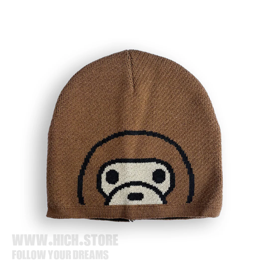 کلاه بافت Y2K طرح Bape Monkey