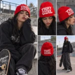 کلاه کلاه بافت GIRL Y2K قرمز مدل جدید