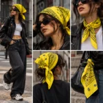 خرید اینترنتی اکسسوری باندانا طرح بته جقه زرد جدید