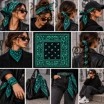 خرید اینترنتی اکسسوری باندانا طرح مشکی سبز بته جقه جدید